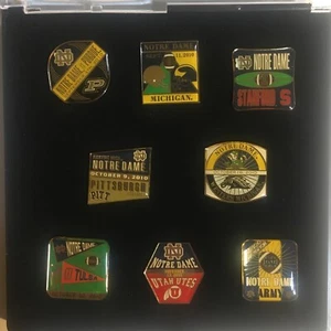 NOTRE DAME FOOTBALL 2010 GAME DAY LAPEL PIN Set of 8 Pins. Kelly’s First Season - Picture 1 of 10