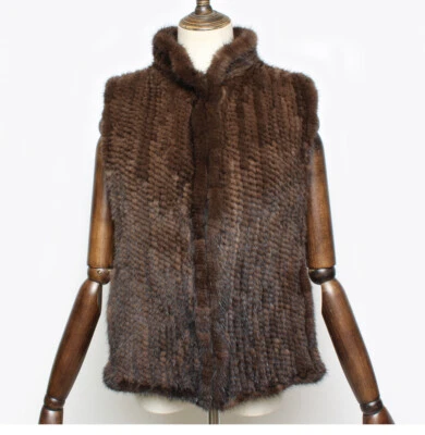 Men Real Best Mink Fur Vest Waistcoat Winter Warm Gilet Top Zipper Pocket Brown - Image 1 of 4