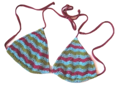 Biquíni Mossimo Feminino Crochê Chevron Listrado Top Grande Azul Multicolorido - Imagem 1 de 3