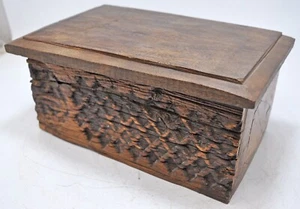 Antique Wooden Carved Storage Box Original Old Hand Crafted - Picture 1 of 7
