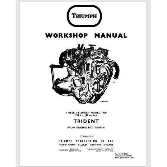 Triumph T150 Trident 1969-1973 manual de taller de fábrica 248 páginas Foto 1 de 1