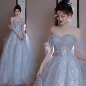 Noble Evening Formal Party Ball Gown Prom Bridesmaid Acting Mesh Tulle Dress - Picture 1 of 9