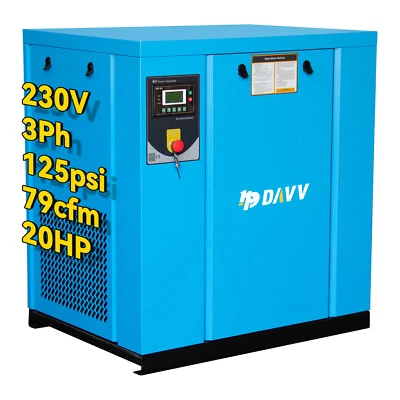 230V 3-Phase 20 HP 125 PSI Rotary Screw Air Compressor For Industrial Workshops - Image 1 of 4