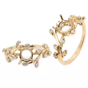 Anello vite semimontato tondo 6 mm in oro giallo 14 carati con accenti di diamanti (54171) - Foto 1 di 5