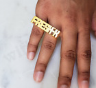 Two Finger Name Customized Ring Metal 925 Silver Gold Plated For gift