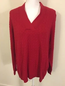 Studio Works Women Red Long Sleeve V Neck Sweater Plus Size 2x - Picture 1 of 10