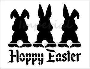 Hoppy Easter 3 conejos Happy Rabbit 8,5 x 11 plantilla de vacaciones hoja de plástico S305 - Imagen 1 de 2