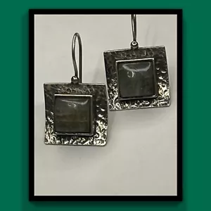 SILPADA Sterling Silver 925 Green Peridot Square Earrings W0659 RARE HTF - Picture 1 of 10