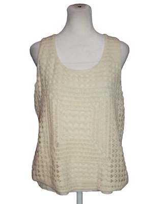 Camiseta sin mangas Maurices para mujer blanca marfil ganchillo cuello redondo sin mangas talla grande L Foto 1 de 2