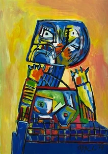 Karel Appel (Handmade) Mixed Media Paper Painting Signed and Stamped - Picture 1 of 4