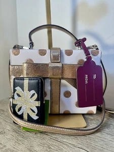 Kate Spade Wrapping Party Gold Polka Dot Crossbody Bag Purse And Coin Pouch - Picture 1 of 10