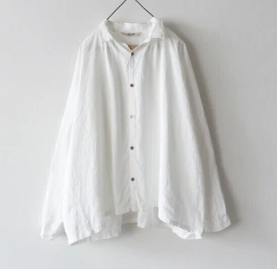 ICHI Antiquites Pigmento Color Lino Manga Larga Blusa Lino100% Blanco - Imagen 1 de 4