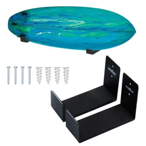 2Pcs Surfboard Wall Mount with Padding Protects Wall Display Rack Black Aluminum - Picture 1 of 16