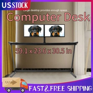 Gaming Schreibtisch Kohlefaser Desktop dimmbar RGB LED beleuchtet Computer Laptop Tisch - Bild 1 von 12