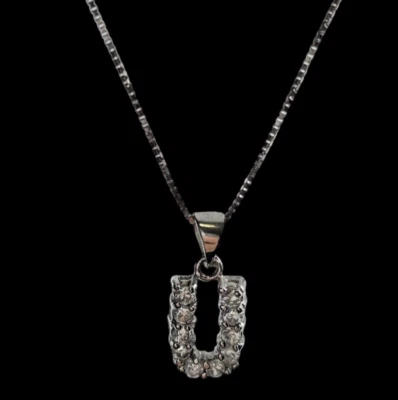 Collana lettera U femminile in argento 925 e puntiluce brillanti e luminosi 40cm - Immagine 1 di 4