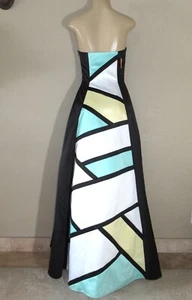 Vintage Jessica McClintock Colorblock Satin festliches Kleid Größe 6 S trägerlos - Bild 1 von 8