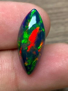5.90ct Rainbow Fire Black Opal, Fire Opal, Opal, Marquise Opal, Bright Fire Opal - Picture 1 of 8