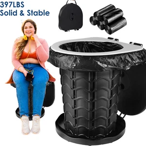 Retractable Camping Portable Toilet Travel Outdoor Emergency Potty w/ Garage Bag - Picture 1 of 36