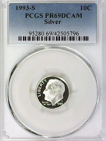 1993-S 10C Roosevelt Dime  PCGS PR69DCAM 90% Silver 22hct0622 Cover