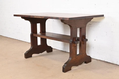 Gustav Stickley Mission Oak Arts & Crafts Trestle Library Table or Writing Desk Cover