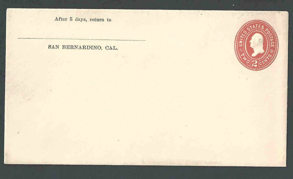 1899 U363 Mint Entire 2c Pale Vermilion On Amber Size 10 Die 100 Wmk 13 See Info - Image 1 of 1