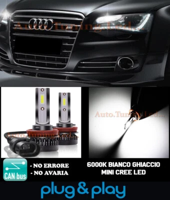 AUDI A8 D4 4H LAMPADE FENDINEBBIA H7 LED CAMBUS BIANCO GHIACCIO 8000LM - Immagine 1 di 4