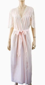 Accappatoio vintage PRATESI con cintura e pizzo bordato blush rosa cotone 42 US 6 - Foto 1 di 6