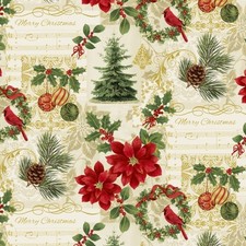 Half Metre Length Deck the Halls Poinsettia Christmas Fabric 50189m-x