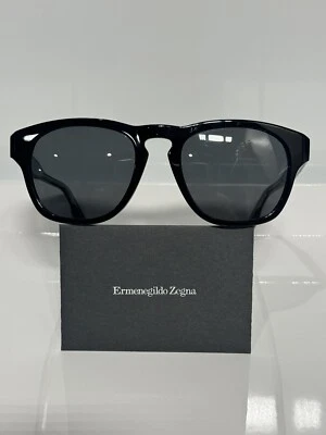 Ermenegildo Zegna EZ0221 01A Shiny Black Acetate Men’s Sunglasses 52mm - Image 1 of 4