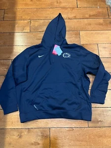 NIKE PSU PENN STATE NITTANY LION FOOTBALL HOODIE THERMA SWEATSHIRT BLUE 3XL NWT - Picture 1 of 6