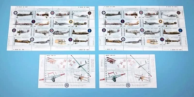 Estampillas del 50 y 75 aniversario de la Fuerza Aérea Canadiense RCAF - 4 bloques 2x cada uno - EXLT Foto 1 de 4