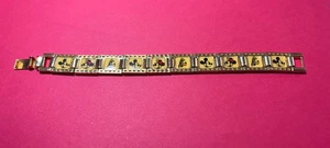 Vintage  Disney Van Dell Mickey & Friends Film Strip Bracelet Gold Tone - Picture 1 of 8
