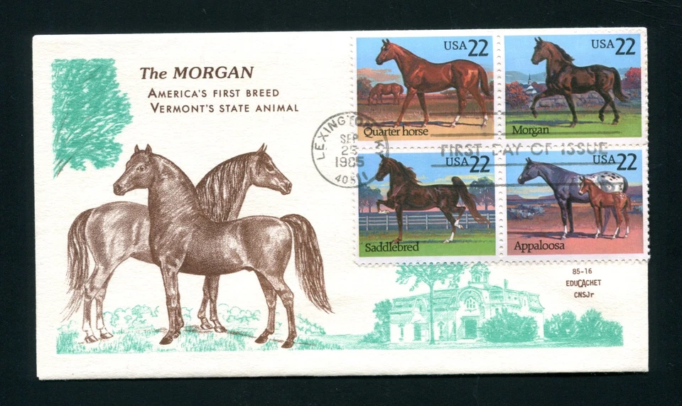 Sc. 2155-58 Horses FDC - EduCachet - Image 1 of 1
