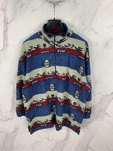 Vintage Adidas Aztec Pattern Fleec Jacket Pullover Size L - Picture 1 of 16