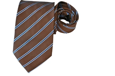 DONA мужской галстук коричневый/полосатый ширина: 3,7/8» длина: 65» XL - Изображение 1 из 3
