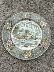 Vintage The Road Winter Pferd Teller Adams England grau Transferware - Bild 1 von 3
