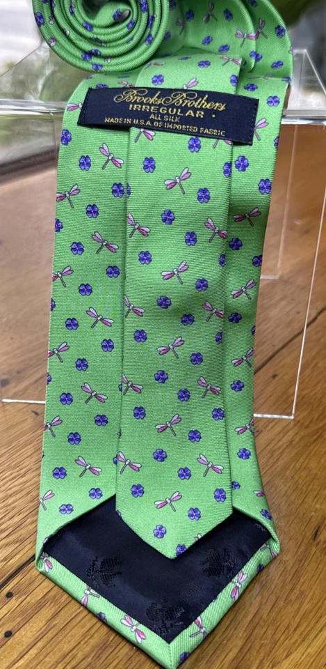Corbata de libélula con flores azules verdes de Brooks Brothers - Hecha en EE. UU. Foto 1 de 4