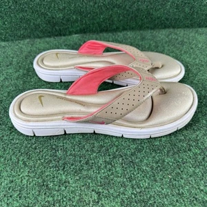 Nike 354925-201 Tan Comfort Footbed Thong Slides Slip On Sandals Size 10 Women’s - Picture 1 of 7