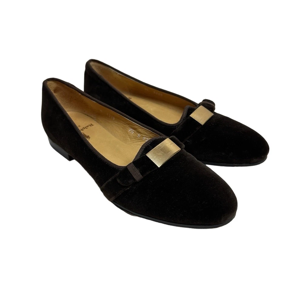 De Colección Ralph Lauren Mujer 7.5 Marrón Terciopelo Mocasín Zapatilla Dorado Herrajes Preppy Foto 1 de 4