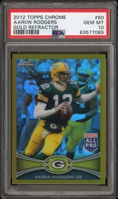 2012 Topps Chrome Gold Refractor #50 Aaron Rodgers Packers 49/50 PSA 10 - Image 1 of 3