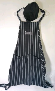Auguste Escoffier School Of Culinary Arts Black Stripe Apron & Black Hat - Picture 1 of 2