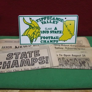 Tippecanoe Valley Football Champs 1979 Nummernschild & 2 Zeitungen - Bild 1 von 5