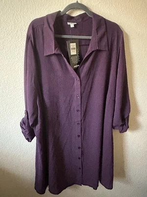 ‏ Элегантный новый с ярлыком плюс 30/32 Avenue 3/4 рукав темно фиолетовый блузка - Изображение 1 из 4