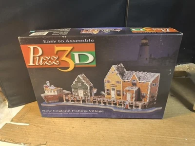 VTG Puzz3D New England Fishing Village HASBRO 49199-2 (Missing 4 Pieces) - Image 1 of 3