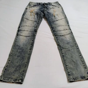 Embellish NYC Jeans Mens 30x34 Faded + Distressed Skinny Blue Denim NWT - Picture 1 of 14