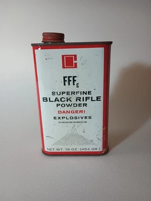 POLVO DE RIFLE NEGRO SUPERFINO GOEX, INC. FFFg vacío de colección (1) lb. TAPA. LATA Foto 1 de 4