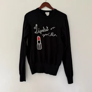 Joanie Jumper Lipstick On Your Collar Embroidered Retro Black Size Medium - Picture 1 of 5