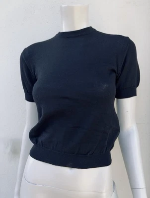 Camiseta corta DOLCE & GABBANA negra lana crochet tejida invierno talla IT 40 S🦨 Foto 1 de 4