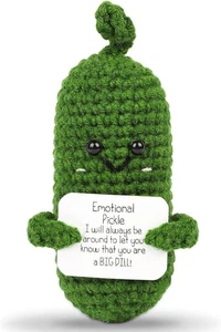 Handgefertigte emotionale gehäkelte Gurke Puppe inspirierende Unterstützung Freund Geschenk 3,5" hoch - Bild 1 von 6