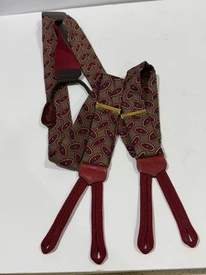 Trafalgar 吊带男式支架皮革纽扣末端可调节经典佩斯利 — 第 1/4 张图片